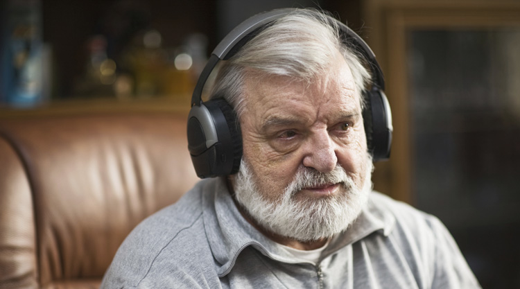 Senior with Headphones